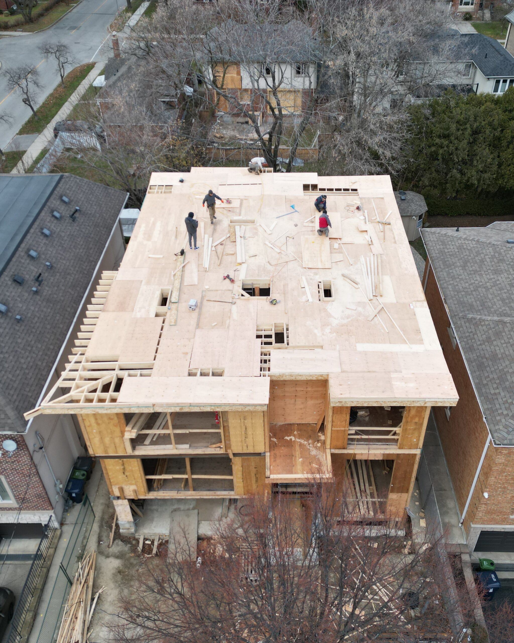 Fully framed custom luxury home under construction in North York