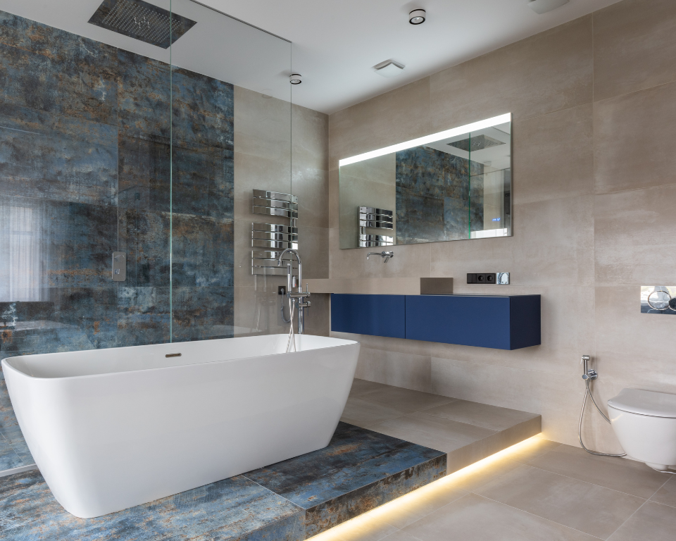 efficiently designed small bathroom with compact fixtures and clean finishes