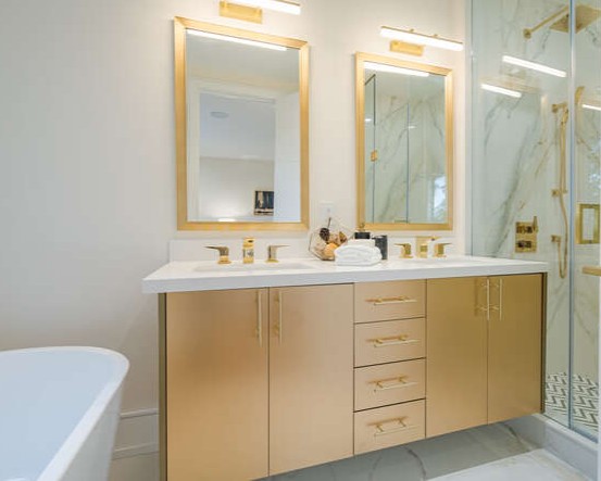 luxury small bathroom with modern finishes in a Toronto home