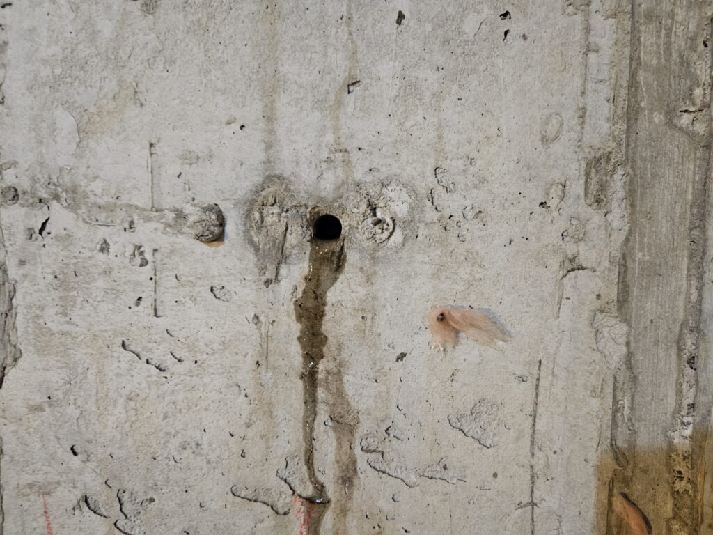Water infiltration through all unsealed holes and gaps