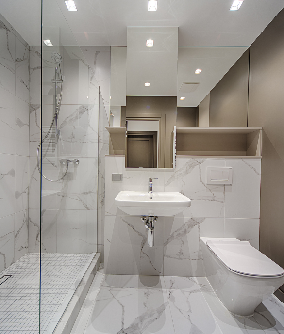 compact bathroom with efficient layout and contemporary design features
