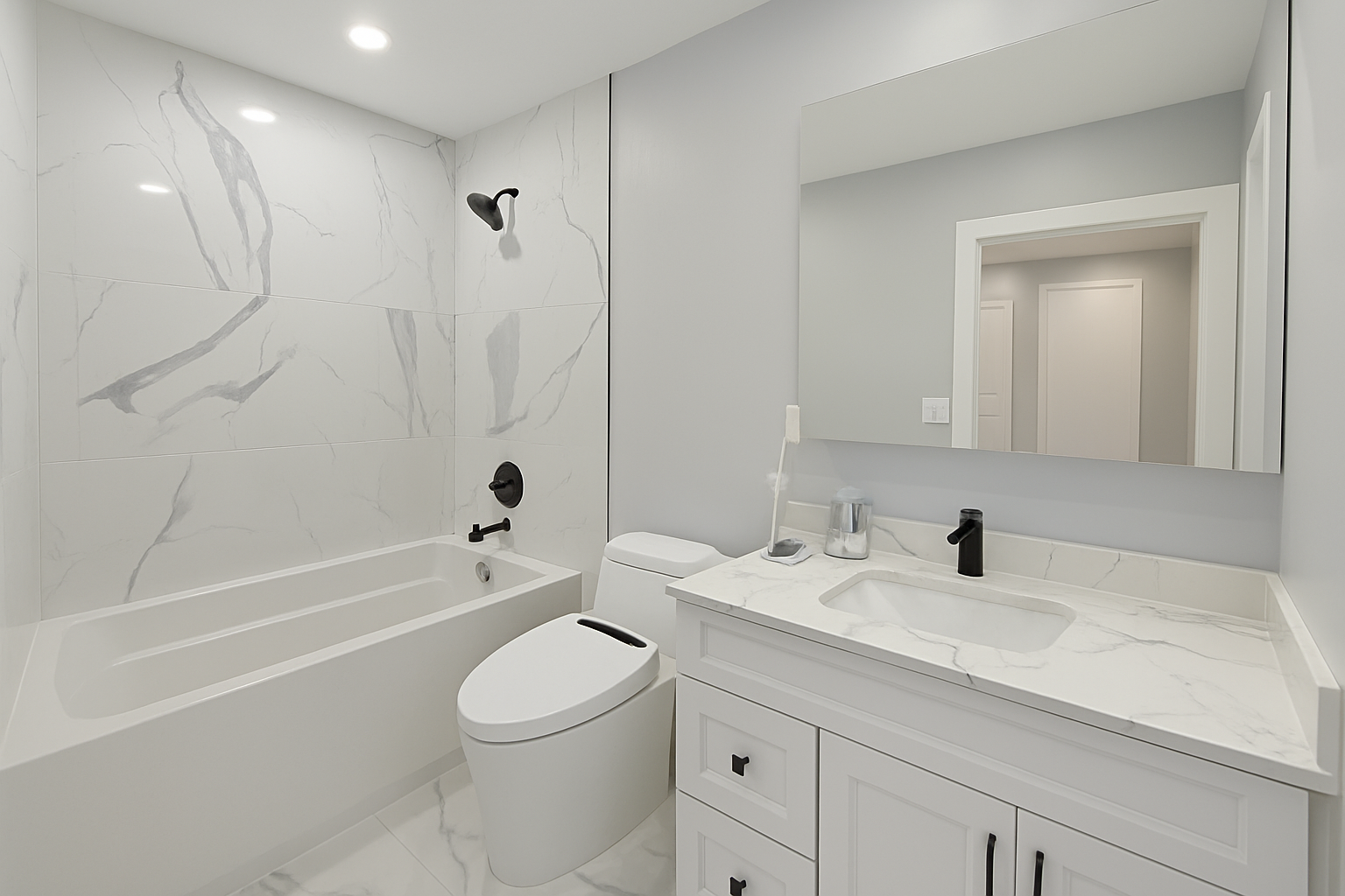 Finished bathroom renovation — midtown Toronto
