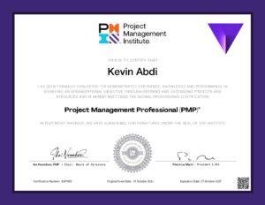 PMP Certification for Kevin Abdi