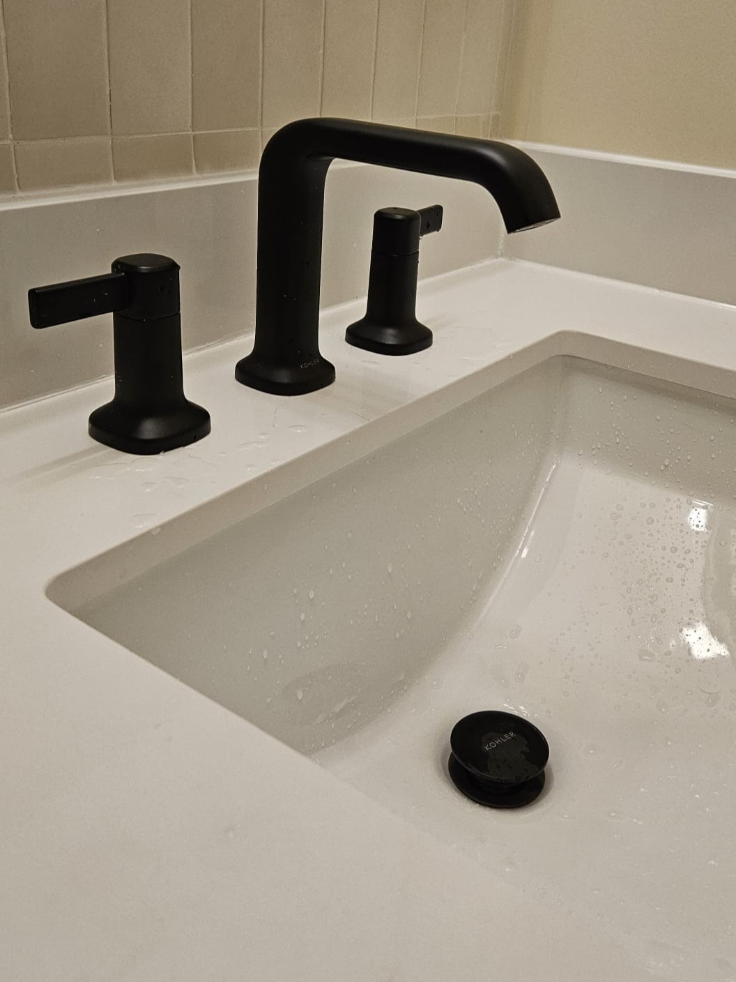 Quartz Sink with Matte Black Faucet