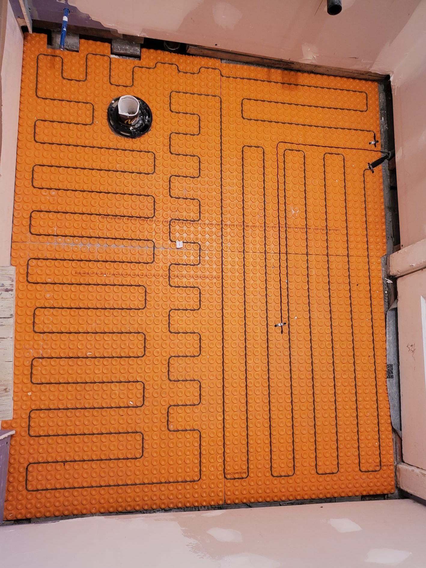 Schluter Waterproofing Membrane and In-Floor Heating Installation