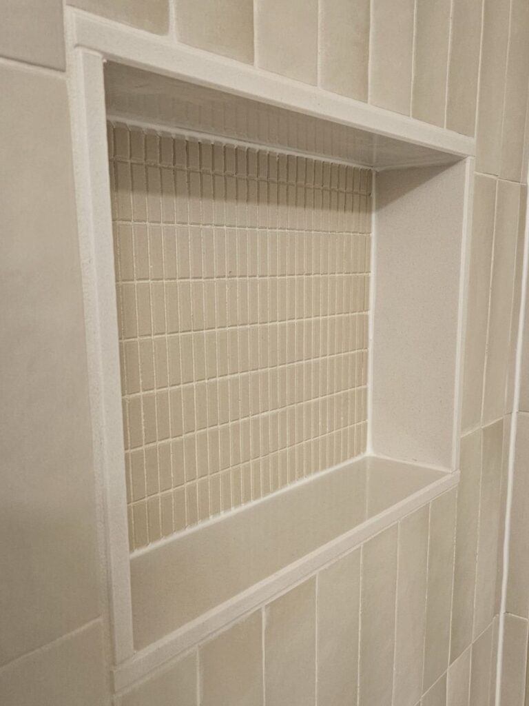 Shower Niche with Natural Stone Side Panels