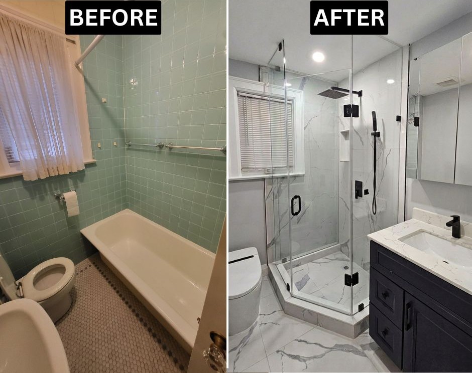 Before and after bathroom renovation — Toronto